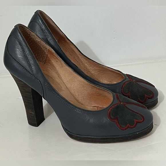 Ted Baker | Blue All Leather with Suede Bow Detail on Toes - Size 7 - Picture 5 of 13